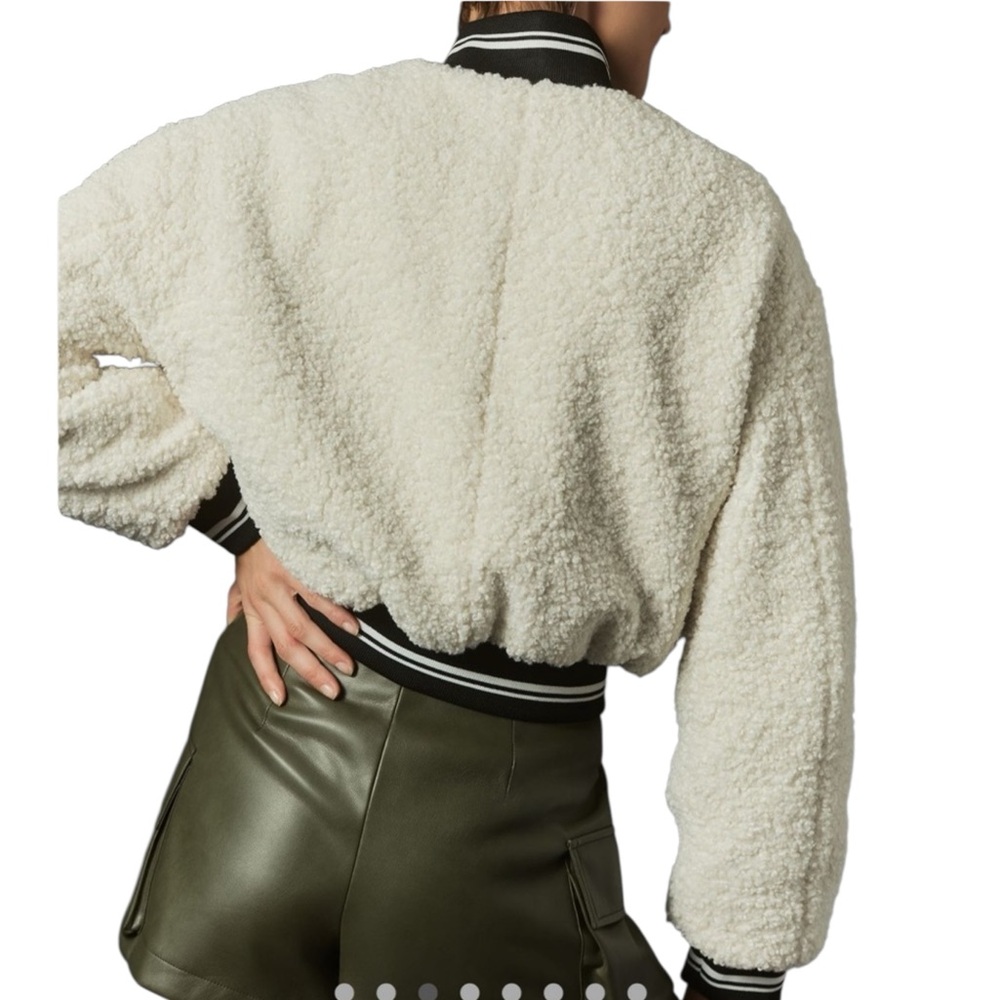Avec Les Filles Sherpa Fleece Varsity Bomber Jacket NWT - Picture 2 of 16